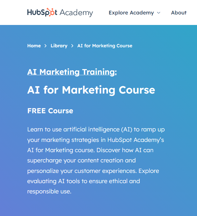 HubSpot AI marketing course